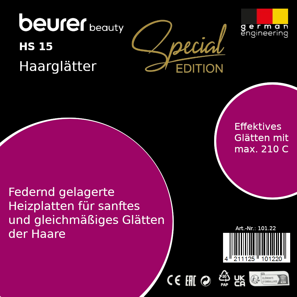 Beurer Haarglätter Glätteisen HS15 Special Edition - Gold
