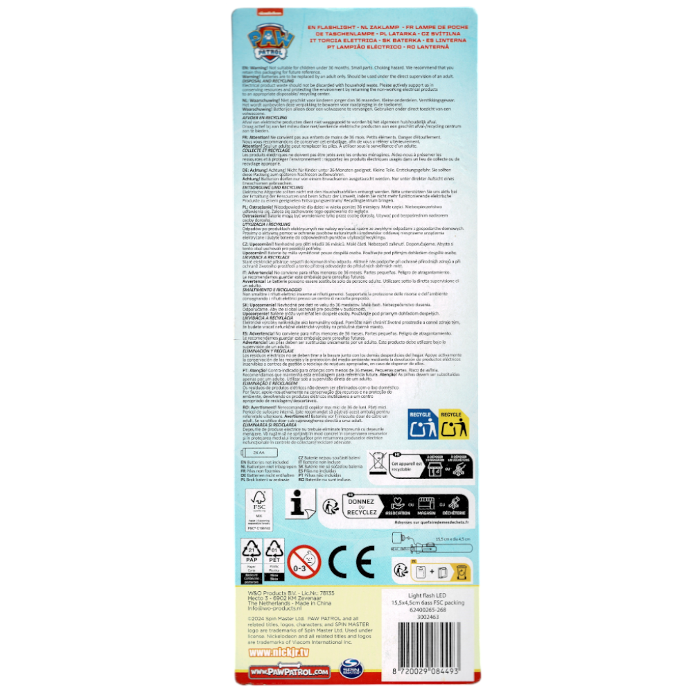 Paw Patrol Kinder LED Taschenlampe Blau - Chase, Marshall, Rubble