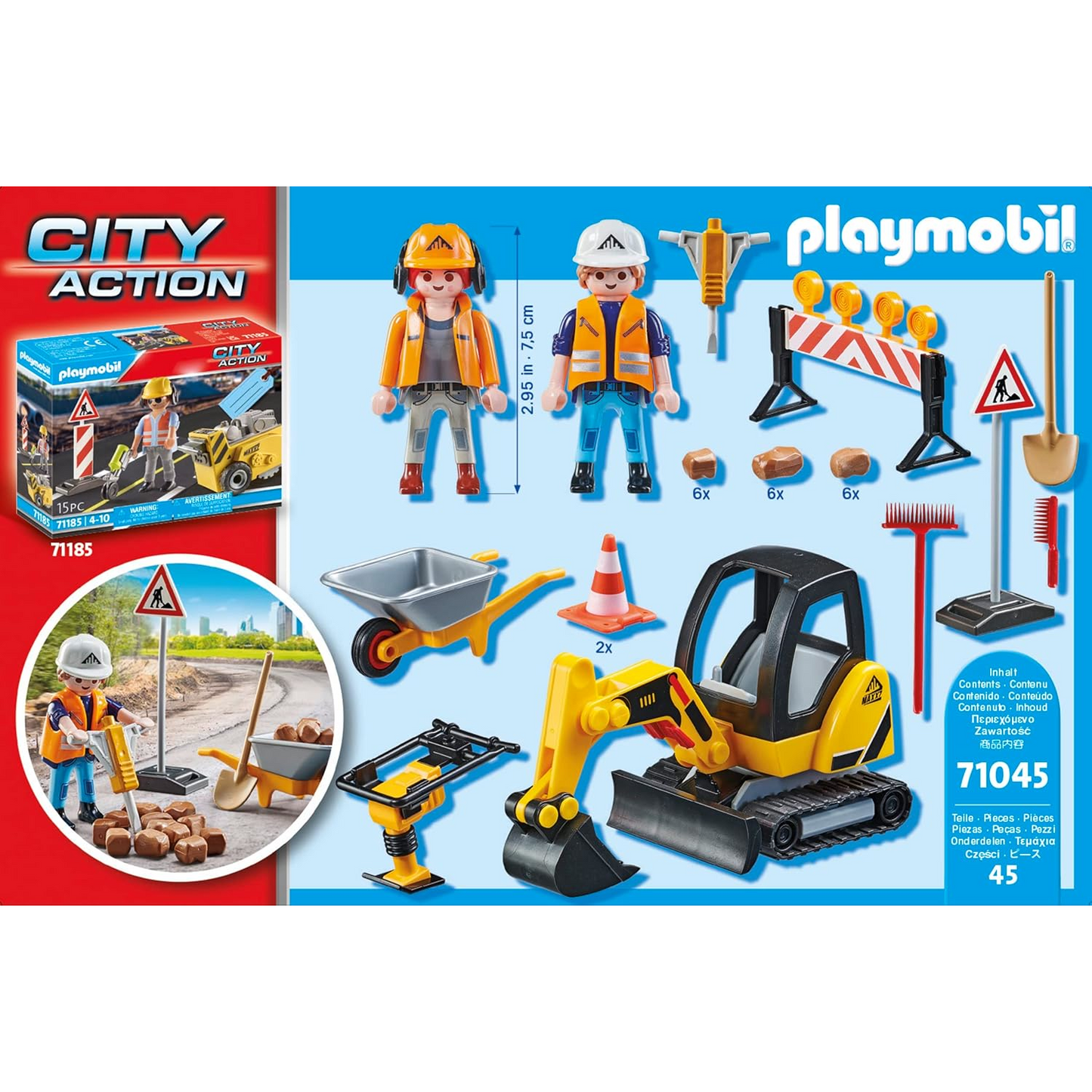 Playmobil 71045 - City Action - Straßenbaustelle mit Minibagger und Absperrung