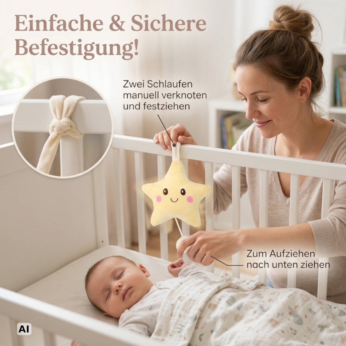 Baby Spieluhr Stern mit Gesicht Einschlafhilfe Kuscheltier Geschenk zur Geburt