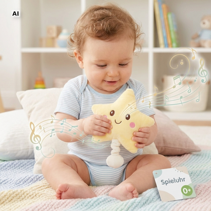 Baby Spieluhr Stern mit Gesicht Einschlafhilfe Kuscheltier Geschenk zur Geburt