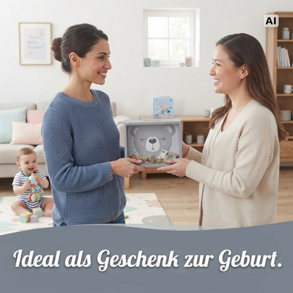 Spardose Holz Grau – Süßer Bär für Kinderzimmer & Geschenk