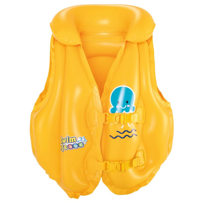 Bestway Schwimmweste 3-6 Jahre - Aufblasbare Schwimmhilfe - Gelb mit Octopus