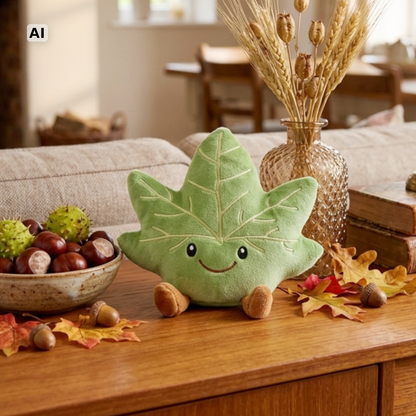 Süßes Ahornblatt Dekofigur 18 cm Herbstdeko Tischdeko Kawaii Stofffigur