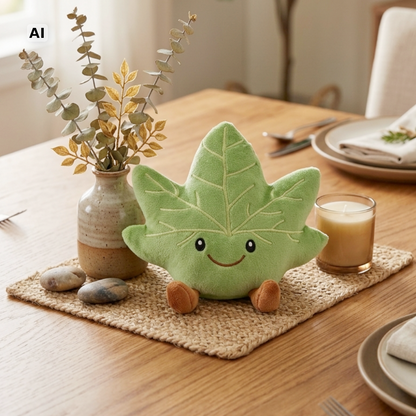 Süßes Ahornblatt Dekofigur 18 cm Herbstdeko Tischdeko Kawaii Stofffigur