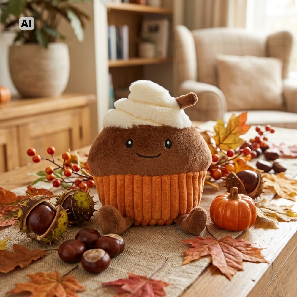 Süßer Cupcake Dekofigur 20 cm Herbstdeko Tischdeko Kawaii Stofffigur
