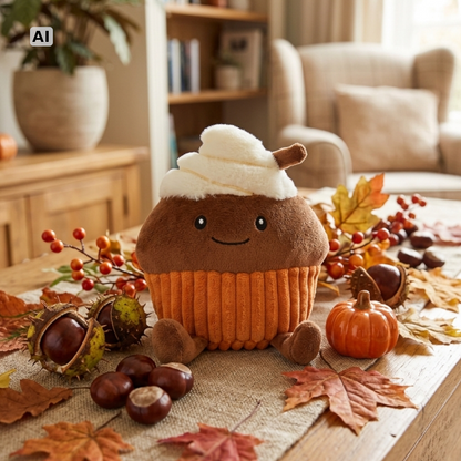 Süßer Cupcake Dekofigur 20 cm Herbstdeko Tischdeko Kawaii Stofffigur