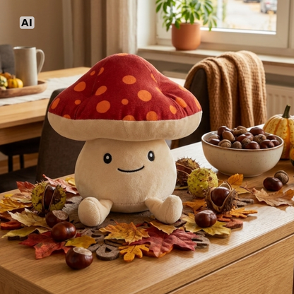 Süßer Fliegenpilz Dekofigur 19 cm Herbstdeko Tischdeko Kawaii Stofffigur