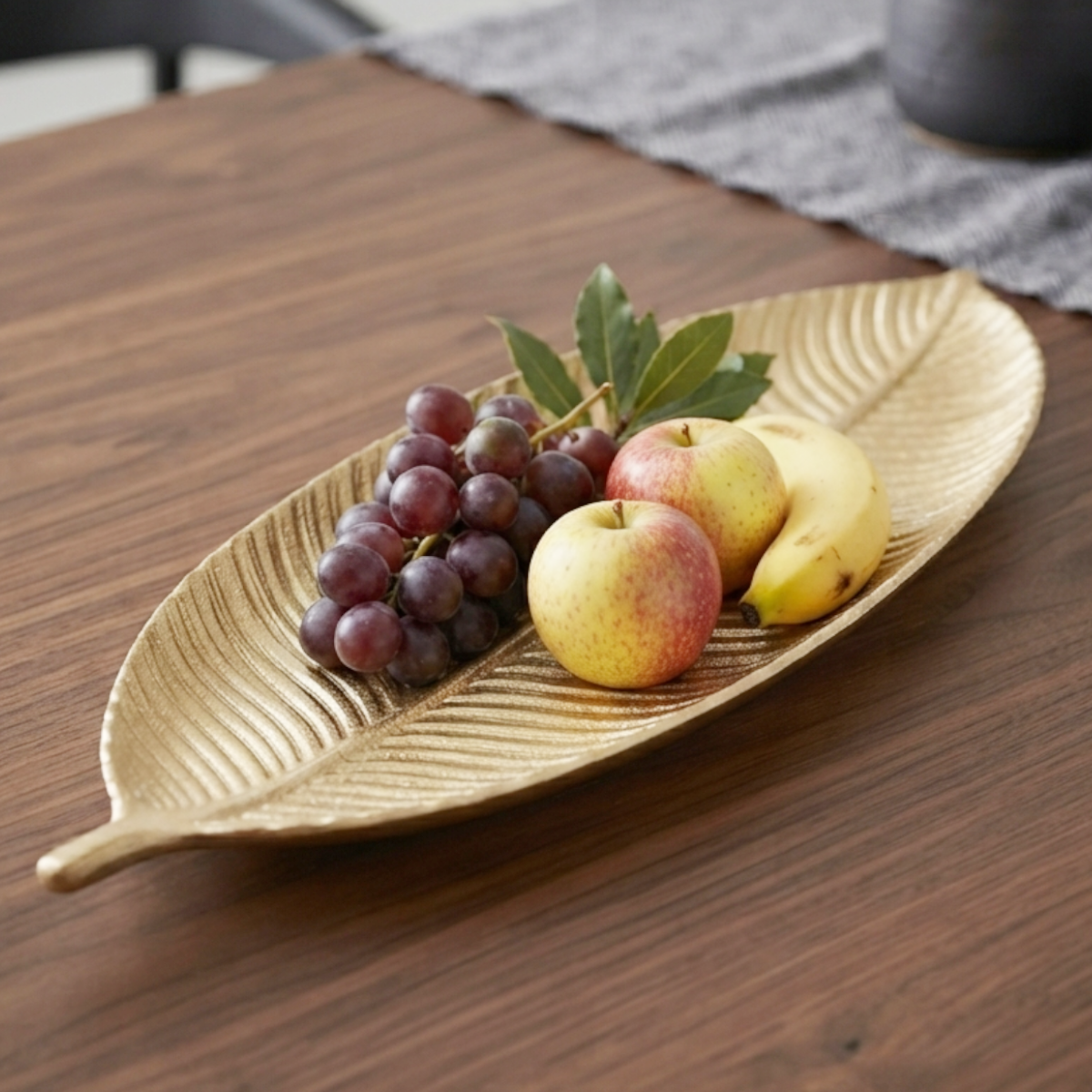 Dekotablett Palmenblatt Gold 59x22cm Tischdeko Hochzeitdeko Obstschale