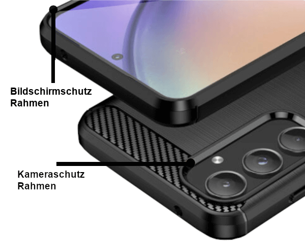 Schutz Hülle für Samsung Galaxy A55 5G Handyhülle Carbon Silikon Case Stoßfeste