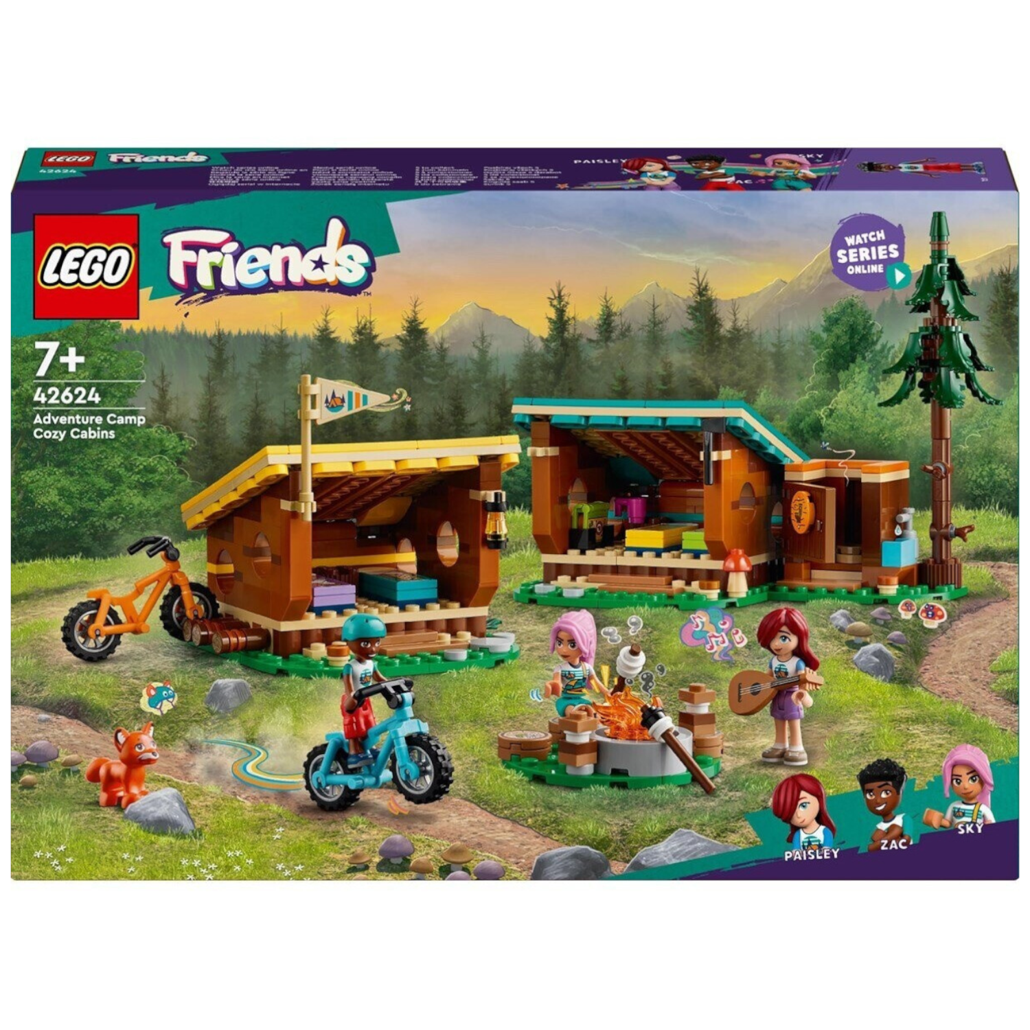 LEGO Friends 42624 - Gemütliche Hütten im Abenteuercamp mit 3 Spielfiguren