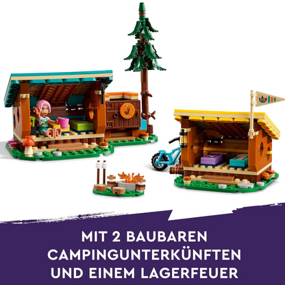 LEGO Friends 42624 - Gemütliche Hütten im Abenteuercamp mit 3 Spielfiguren