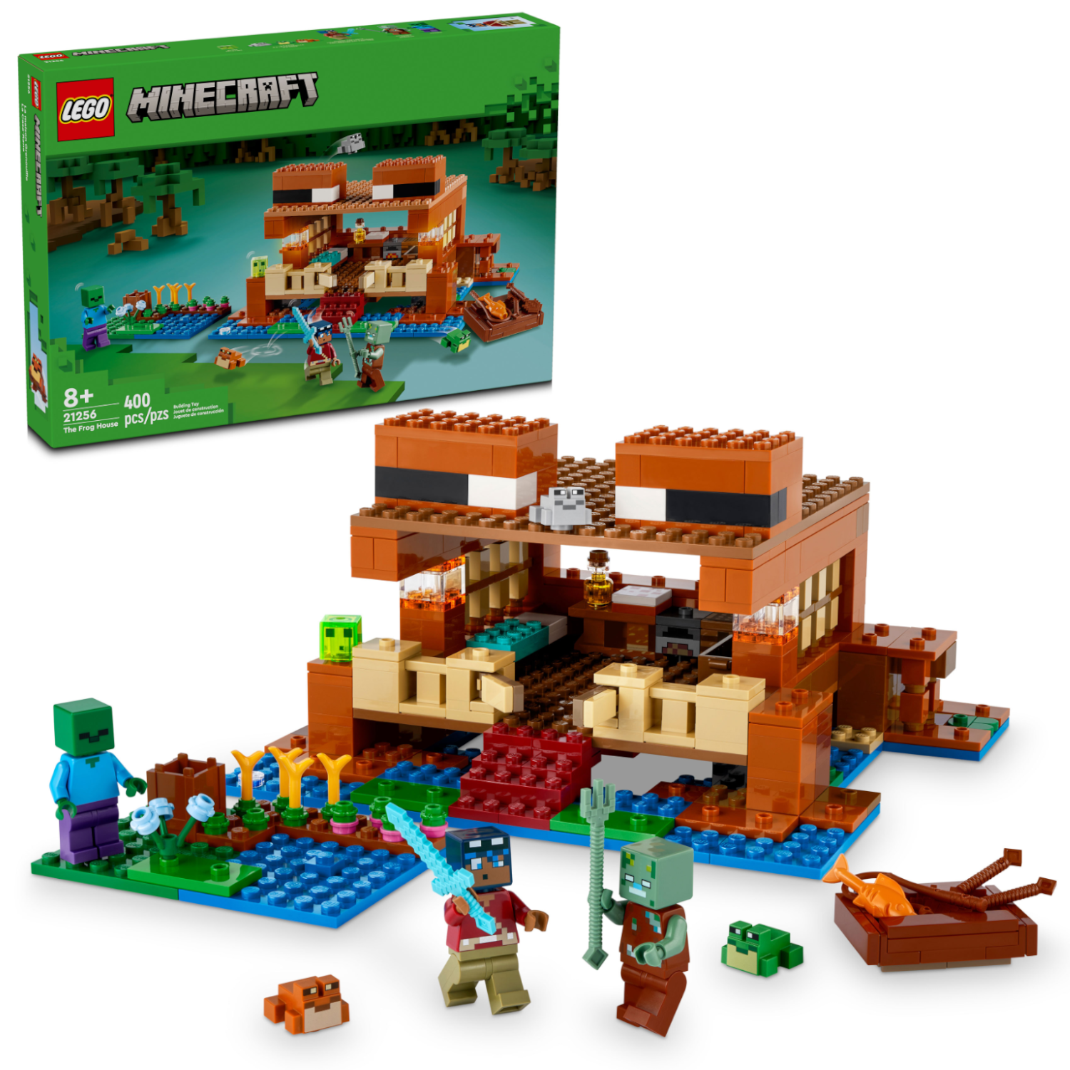 LEGO Minecraft 21256 - Das Froschhaus mit Boot, Tierfiguren & Zubehör