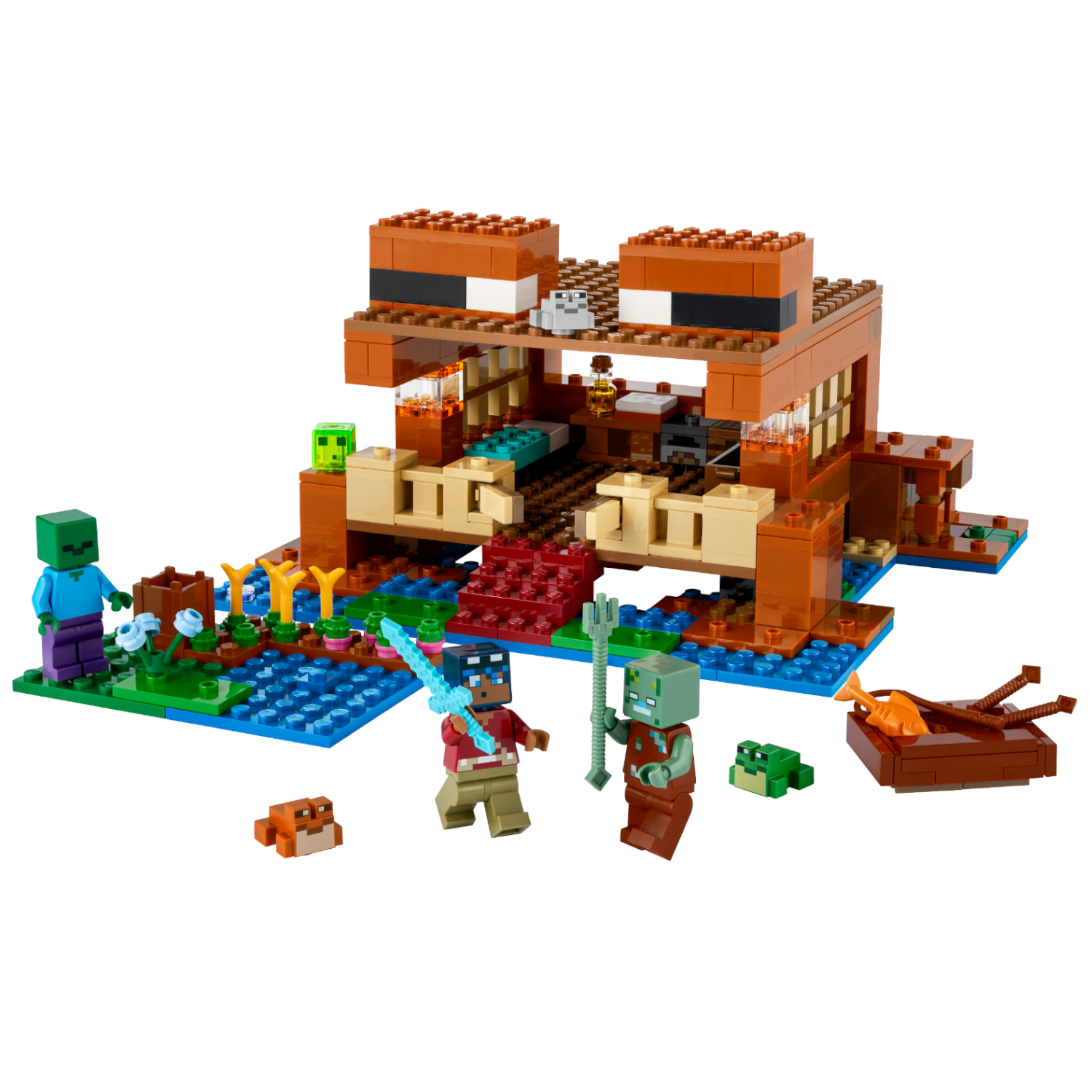 LEGO Minecraft 21256 - Das Froschhaus mit Boot, Tierfiguren & Zubehör