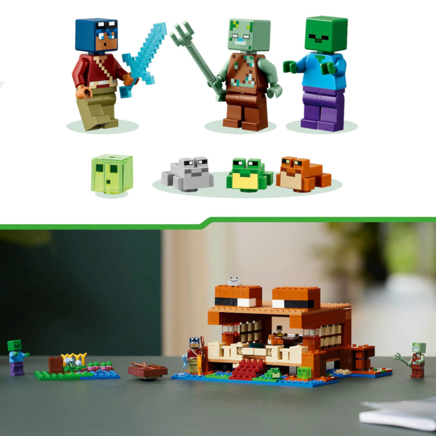 LEGO Minecraft 21256 - Das Froschhaus mit Boot, Tierfiguren & Zubehör
