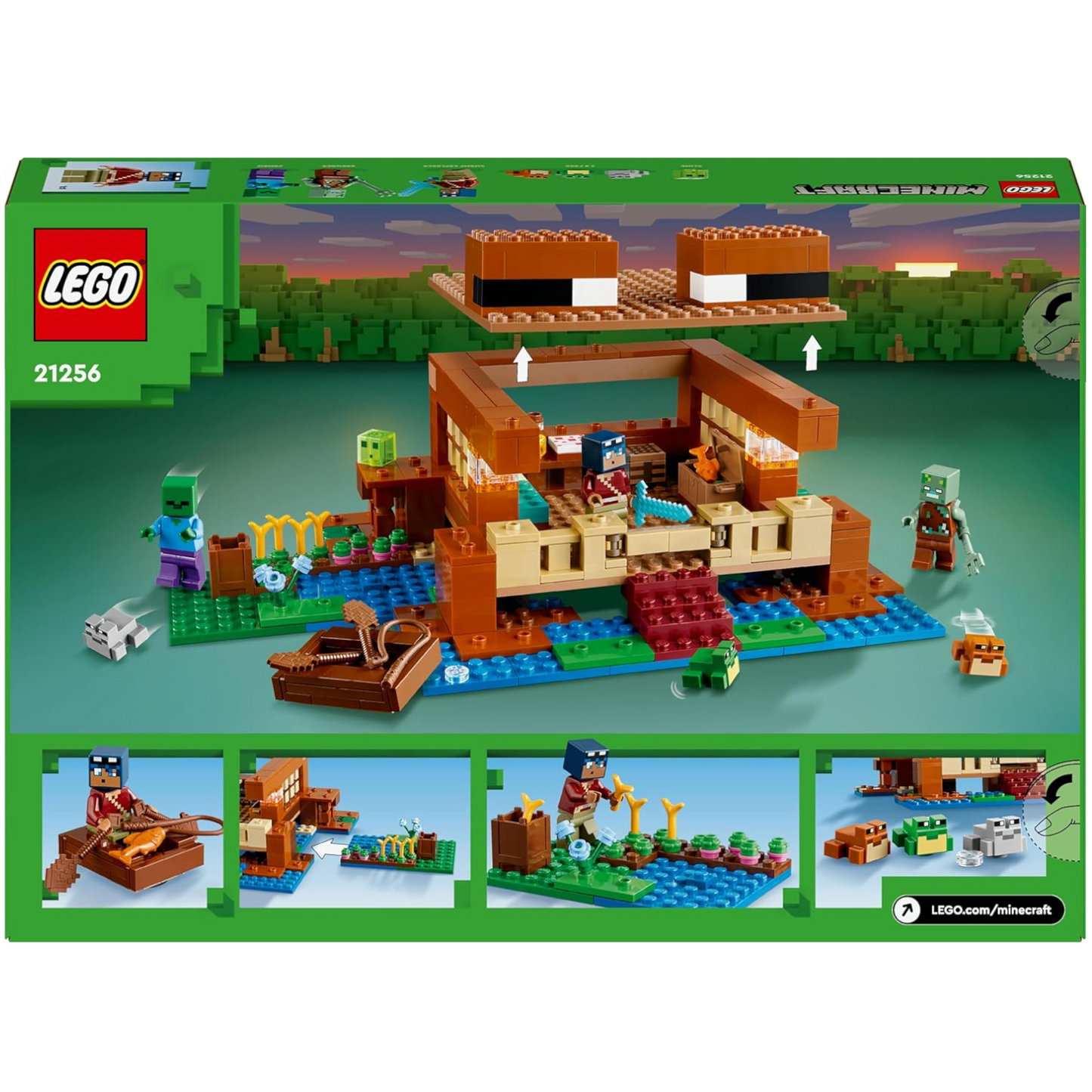 LEGO Minecraft 21256 - Das Froschhaus mit Boot, Tierfiguren & Zubehör