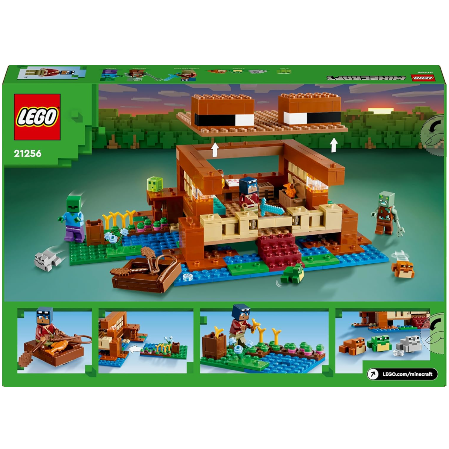 LEGO Minecraft 21256 - Das Froschhaus mit Boot, Tierfiguren & Zubehör