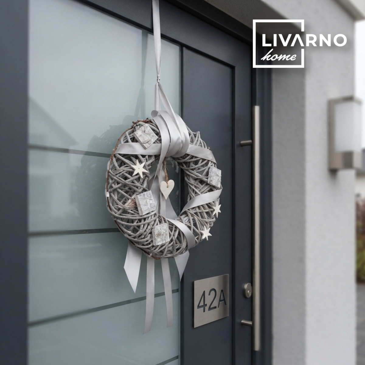 Livarno Home Weihnachtskranz Grau 28cm Adventskranz Hängend Türdeko