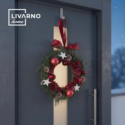 Livarno Home Weihnachtskranz 28 cm Rot – Adventskranz mit Zapfen & Sternen