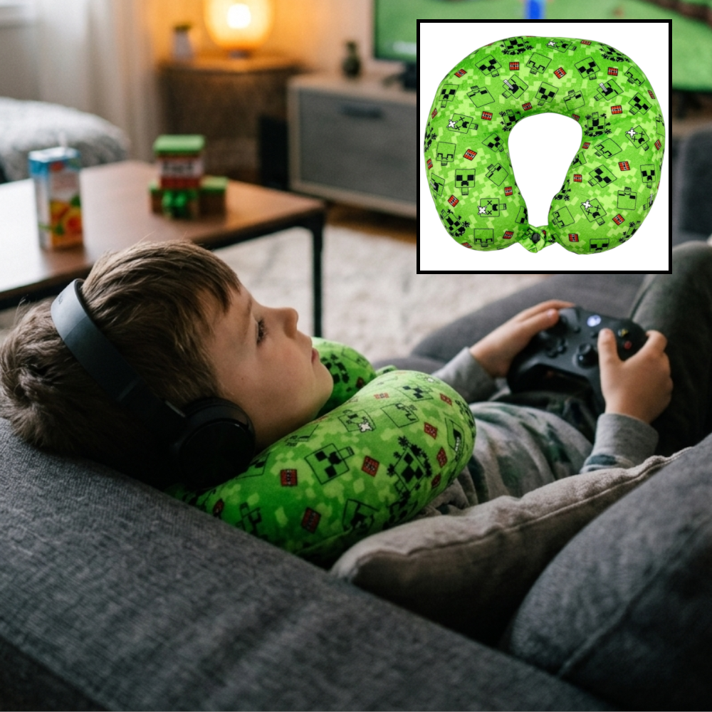 Minecraft Nackenkissen für Kinder Reisekissen Auto Creeper Gaming Geschenkidee
