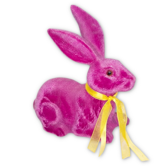 Osterhase beflockt 18cm Magenta Lila Deko Figur Hase Ostern Frühling Tischdeko