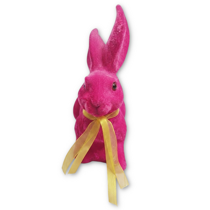 Osterhase beflockt 18cm Magenta Lila Deko Figur Hase Ostern Frühling Tischdeko