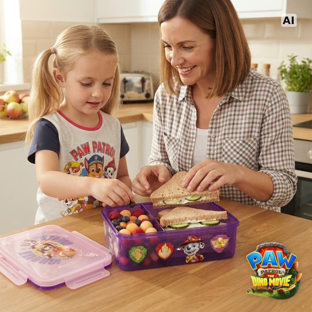 Paw Patrol Dino Film Brotdose Lunchbox Frischhaltedose Lila Pink Mädchen