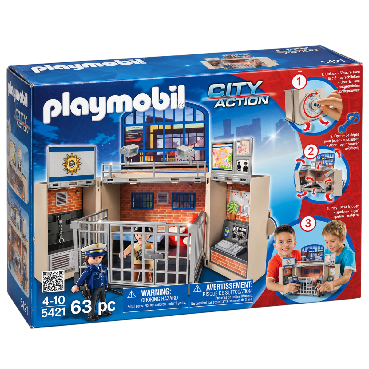 Playmobil 5421 - City Action - Polizeistation Aufklapp-Spiel-Box für Unterwegs