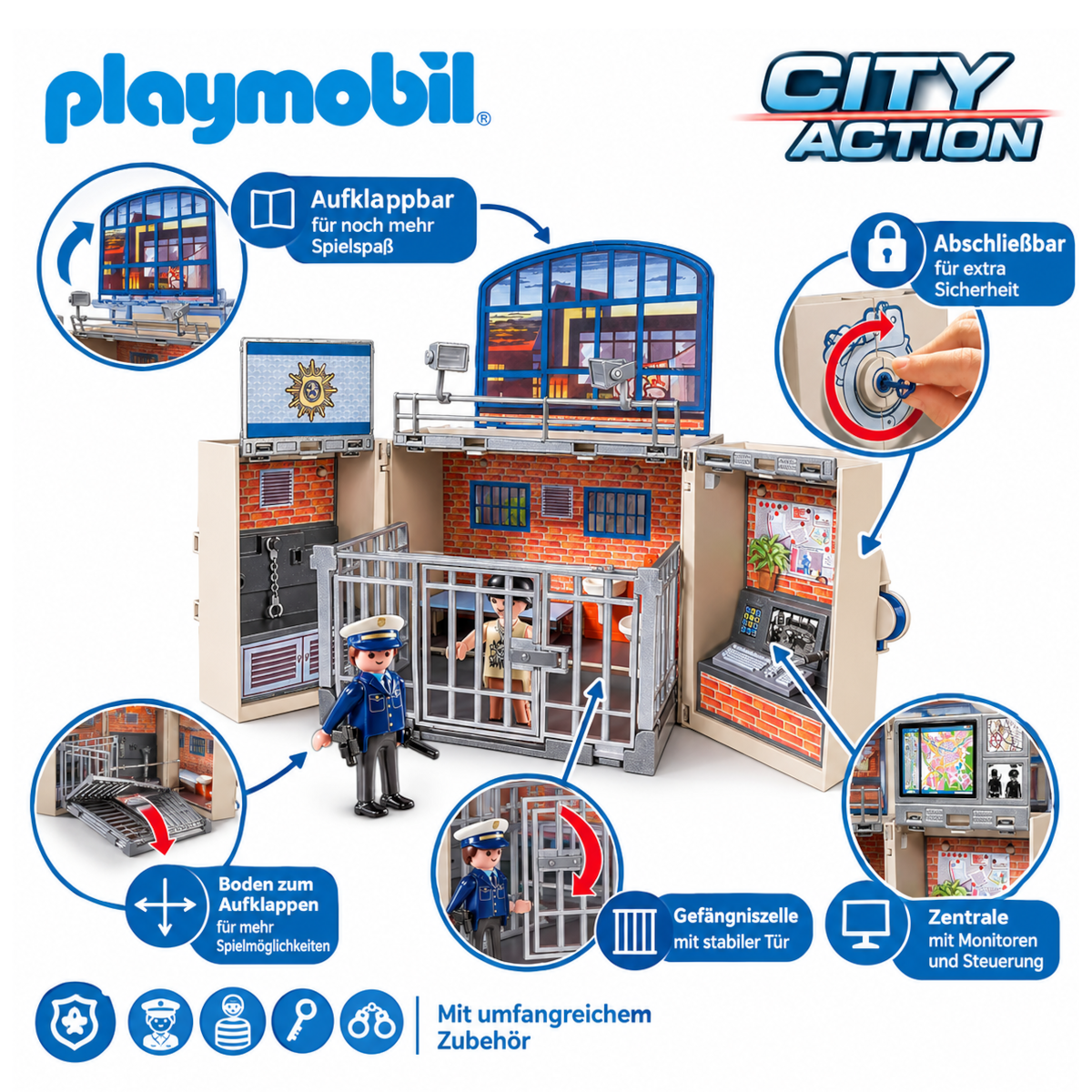 Playmobil 5421 - City Action - Polizeistation Aufklapp-Spiel-Box für Unterwegs