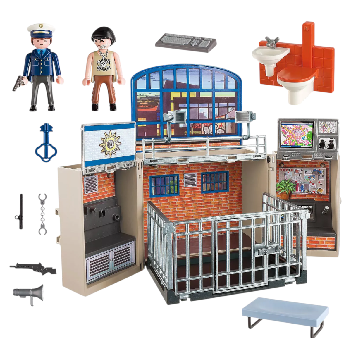 Playmobil 5421 - City Action - Polizeistation Aufklapp-Spiel-Box für Unterwegs