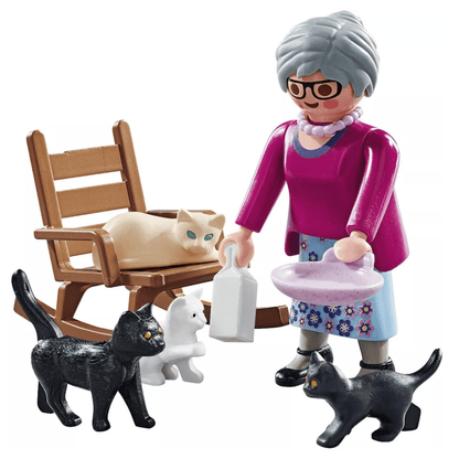 Playmobil 71172 - Oma mit Katzen, Perlenkette & Schaukelstuhl, Zubehör