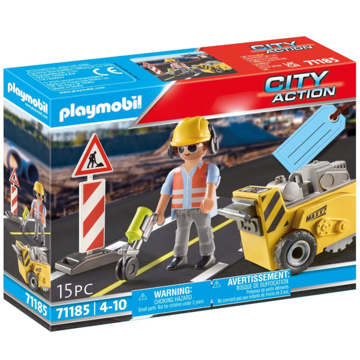 Playmobil 71185 - City Action - Bauarbeiter mit Kantenfräser - Geschenkset