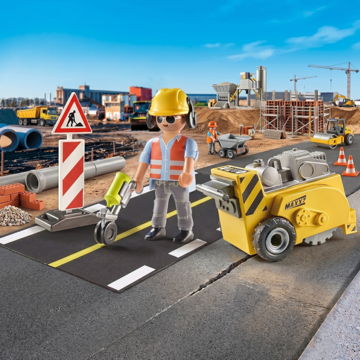 Playmobil 71185 - City Action - Bauarbeiter mit Kantenfräser - Geschenkset