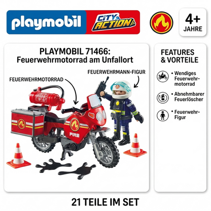 Playmobil 71466 - City Action - Feuerwehrmotorrad am Unfallort