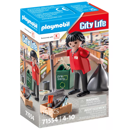 Playmobil 71554 - City Life - Kaufland Hausmeister Mitarbeiter Supermarkt