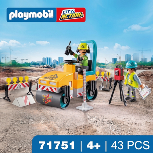 Playmobil 71751 - City Action - Straßenwalze Baustelle mit Laser-Messgerät
