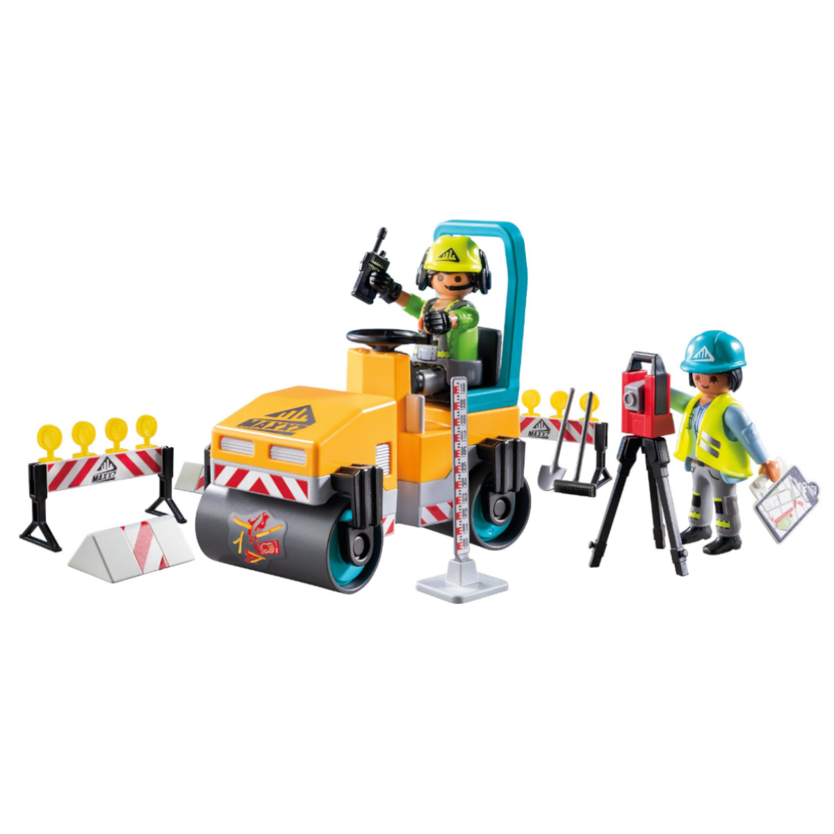 Playmobil 71751 - City Action - Straßenwalze Baustelle mit Laser-Messgerät