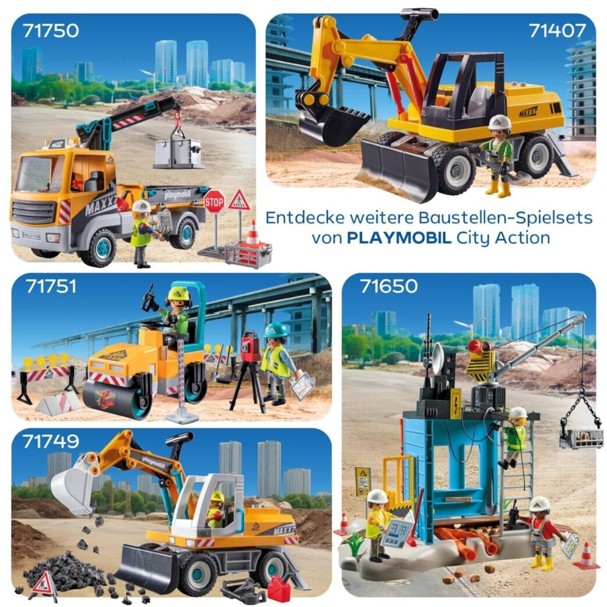 Playmobil 71751 - City Action - Straßenwalze Baustelle mit Laser-Messgerät