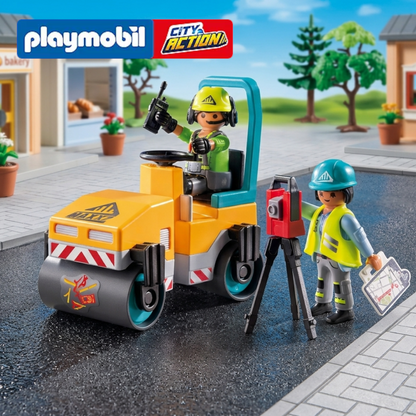 Playmobil 71751 - City Action - Straßenwalze Baustelle mit Laser-Messgerät