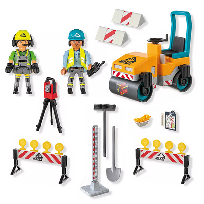 Playmobil 71751 - City Action - Straßenwalze Baustelle mit Laser-Messgerät