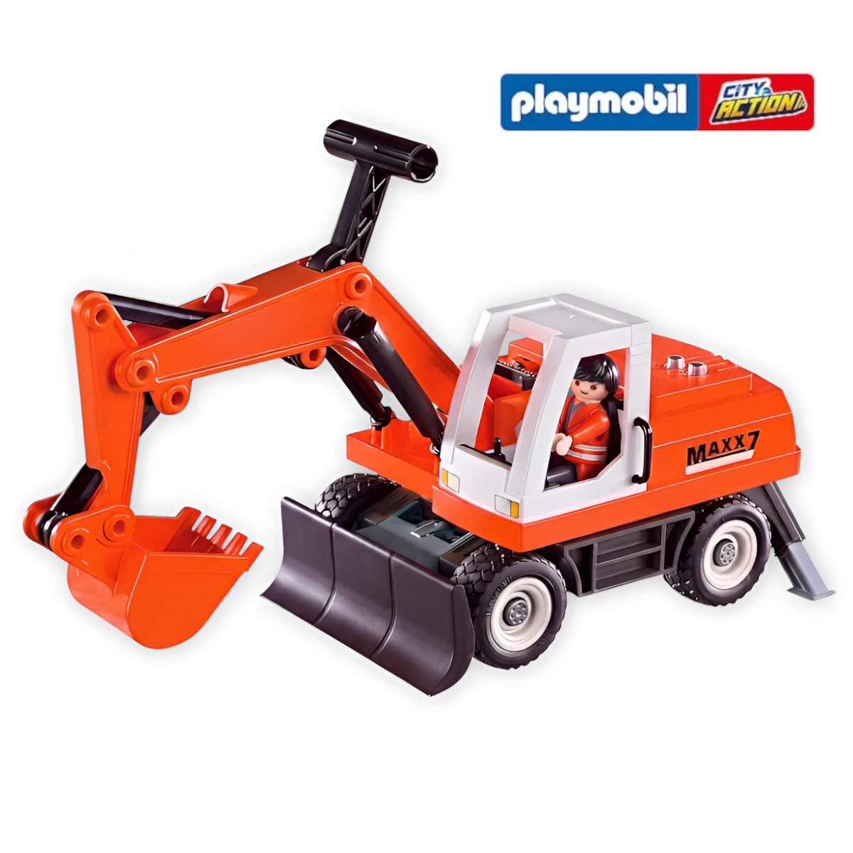 Playmobil 9800 - City Action - Bagger mit Räumschild Baustelle