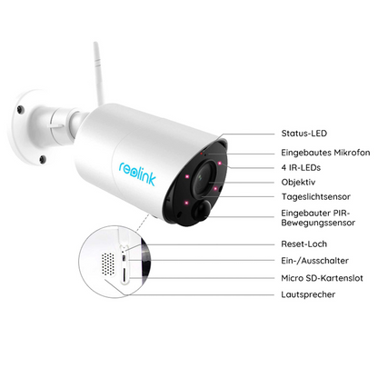 Reolink Argus Eco Überwachungskamera Akku WLAN IP65 Wetterfest Außenkamera