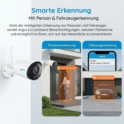 Reolink Argus Eco Überwachungskamera Akku WLAN IP65 Wetterfest Außenkamera