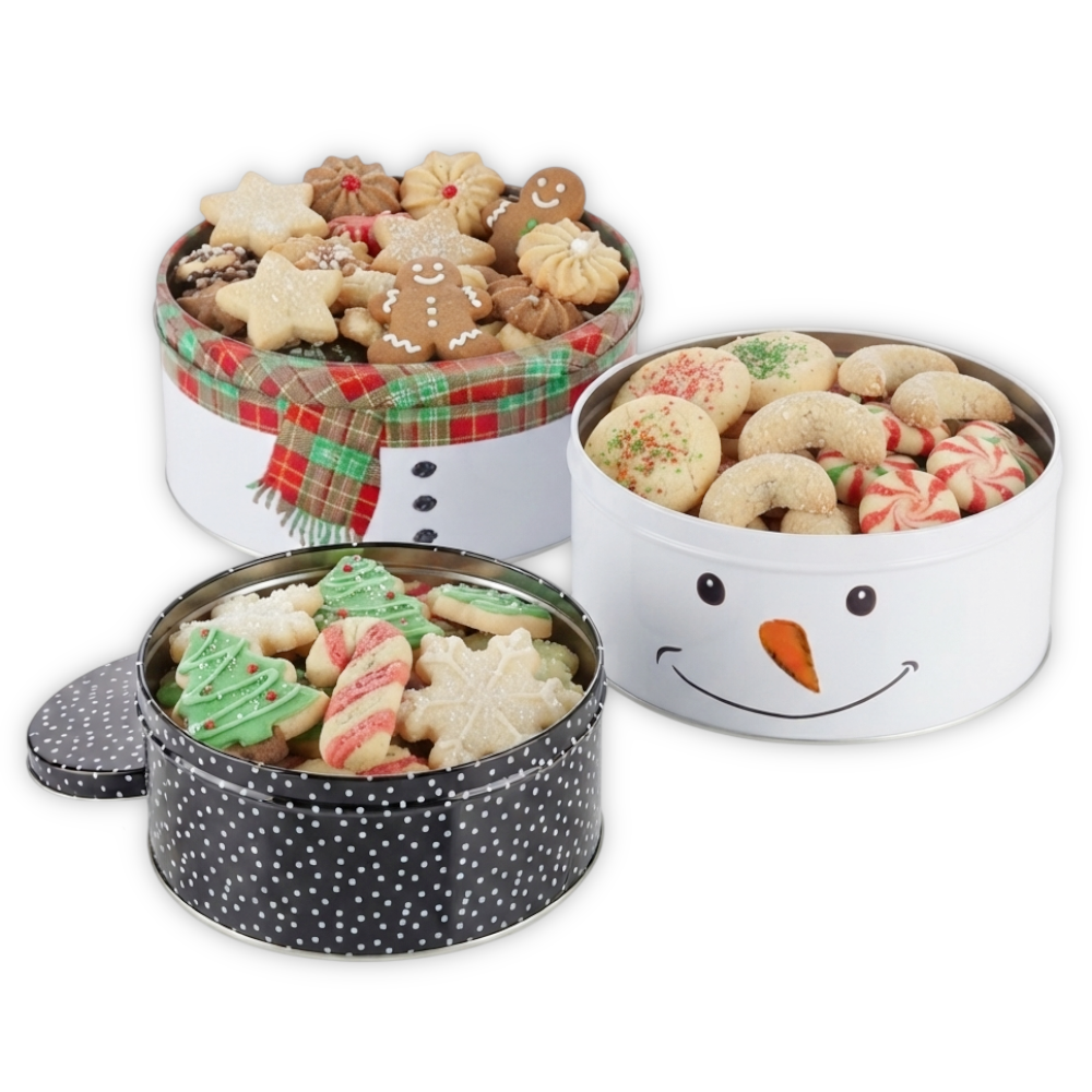 Keksdose Set Schneemann Ø 25cm Stapelbar Metall Weihnachtsdeko Vorratsdosen