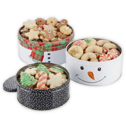 Keksdose Set Schneemann Ø 25cm Stapelbar Metall Weihnachtsdeko Vorratsdosen