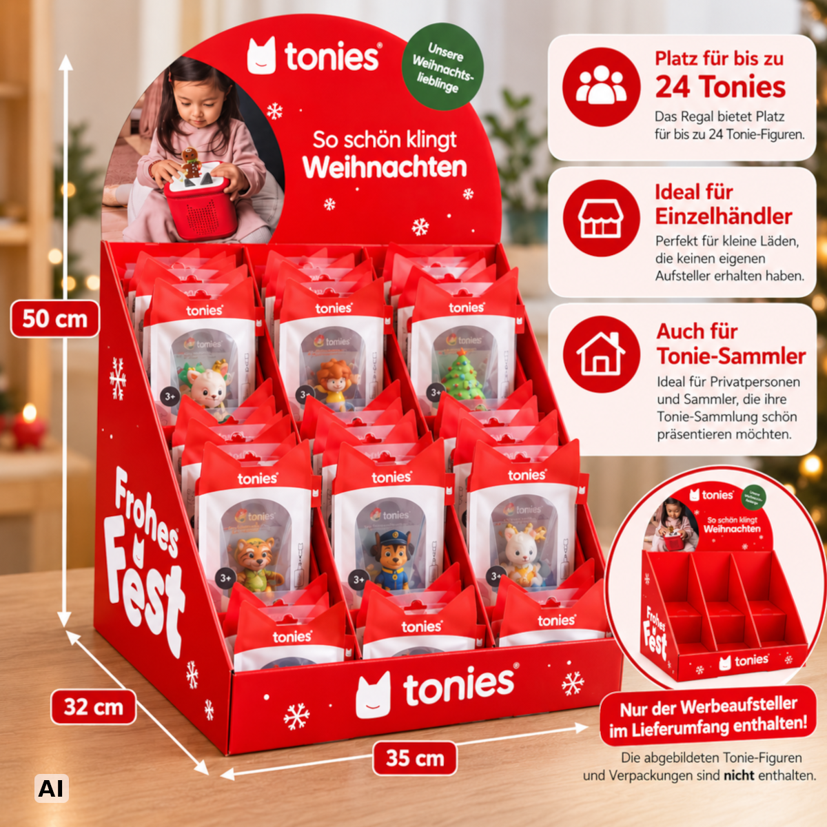 Tonies Werbeaufsteller Display Karton Weihnachten 2026 - Dekoständer