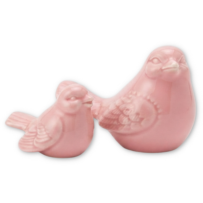 Deko Vogel Set 7,5cm Keramik Hellrosa Dekofiguren Tischdeko Frühling