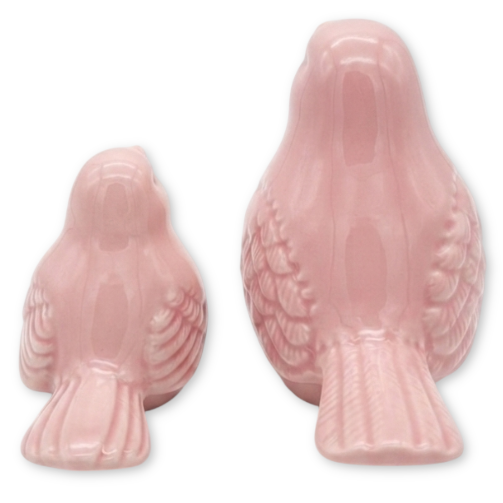 Deko Vogel Set 7,5cm Keramik Hellrosa Dekofiguren Tischdeko Frühling