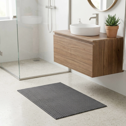 Badematte Weichschaummatte 65x40cm Badteppich Grau Duschvorleger Antirutschmatte