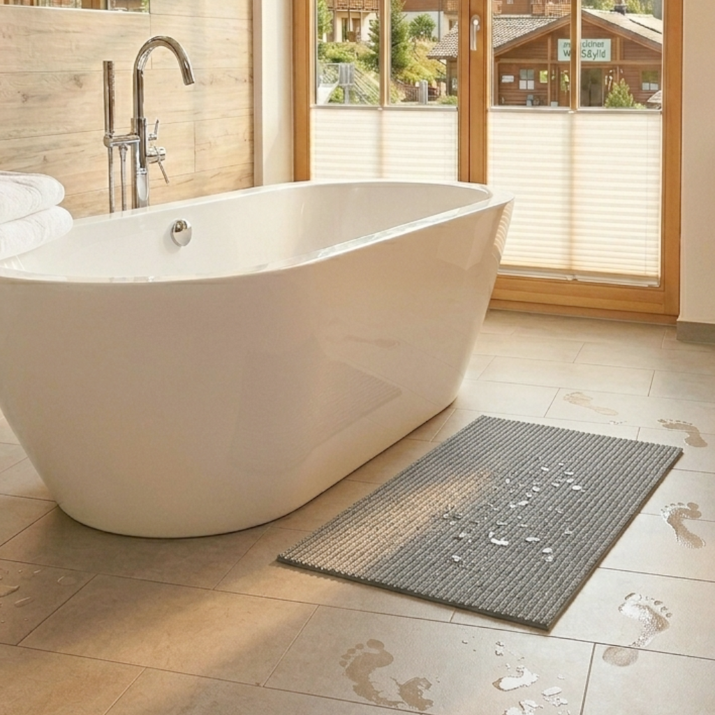 Badematte Weichschaummatte 65x40cm Badteppich Grau Duschvorleger Antirutschmatte
